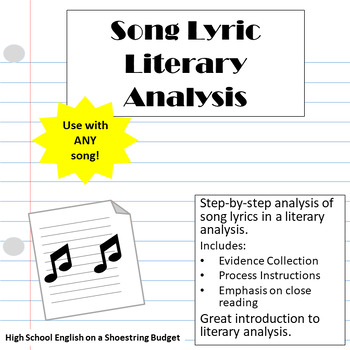 Preview of Song Lyric Literary Analysis Essay Writing with Mini Lesson PDF