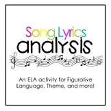 Song Lyrics Analysis FREEBIE {Theme, Figurative Language, 
