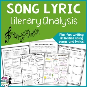 Preview of Song Lyric Analysis Worksheets for Figurative Language in Songs and More!
