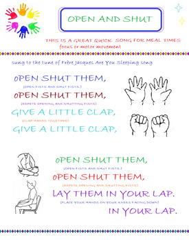 Song Open Shut Them With Pictures By Artsy Education Tools And Fun Activities