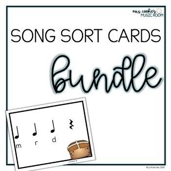 Preview of Song Sort Centers Cards Melody Growing Bundle