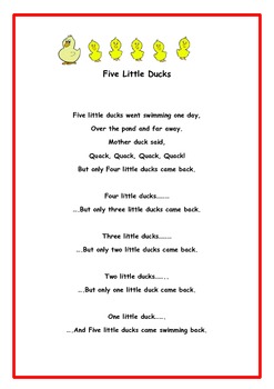 Preview of Song Visual Aid - Five Little Ducks