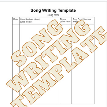 Preview of Song Writing Template
