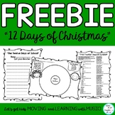 Music and Literacy Christmas Activity "The Twelve Days of (Christmas) School"