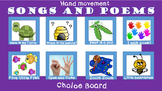 Song and Poem Choice board for Autism and special needs
