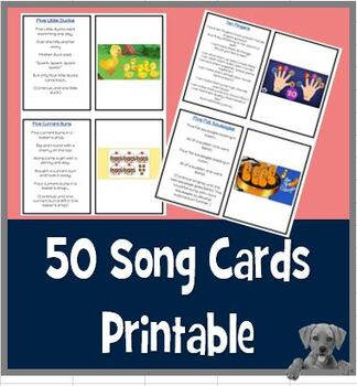 Preview of 50 Song cards for children - Words and pictures - Printable