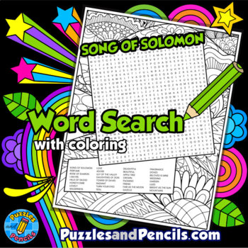 Preview of Song of Solomon Word Search Puzzle Activity with Coloring | Books of the Bible