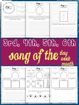 Preview of Song of the Month Worksheets - Music Journals for Back to School