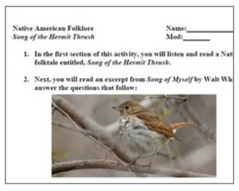 Preview of Song of the Hermit Thrush - PowerPoint with printables .zip