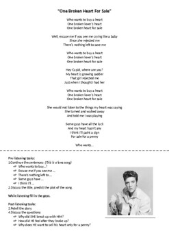 Preview of Song worksheet "One Broken Heart for Sale" by Elvis
