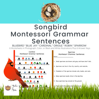 Preview of Songbird Montessori Grammar Sentences