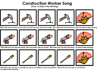 Preview of "Construction Worker" Songboard - Construction Theme/Music and Movement