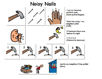Preview of "Noisy Nails" Songboard - Construction Theme/Music and Movement