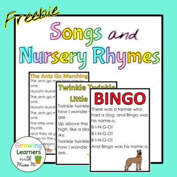 Preview of Songs and Nursery Rhymes Printable