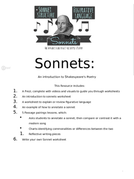 Preview of Songs and Sonnets- Two week poetry unit