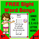 Sight Word Songs  FREE  Intervention