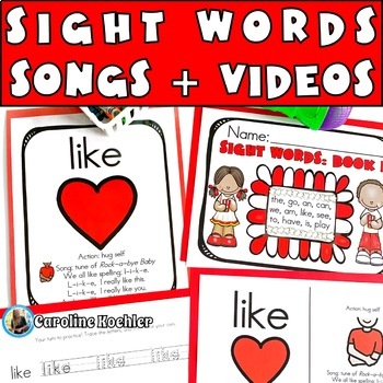 Preview of Sight Word Tracing Books Song Practice Kindergarten Worksheets Spring Activities