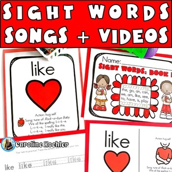 Preview of Sight Word Books Song Practice Worksheets Picture Sight Words Flash Cards