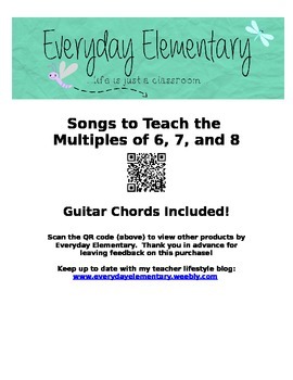 Preview of Songs to Teach Multiples of 6s, 7s, and 8s (with guitar chords!)