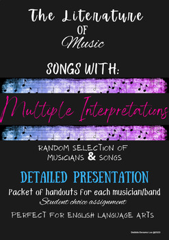 Preview of Songs with Multiple Interpretations; Using song to teach literature; Analysis