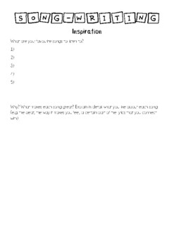 Preview of Songwriting - Guided Worksheet