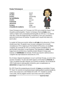 Preview of Sonia Sotomayor Biografía: Spanish Biography of Hispanic Supreme Court Judge