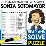 Sonia Sotomayor Biography Word Search Puzzle Word Find Activity