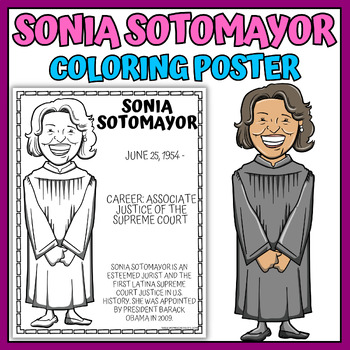 Preview of Sonia Sotomayor Coloring Pages: Hispanic Heritage Month