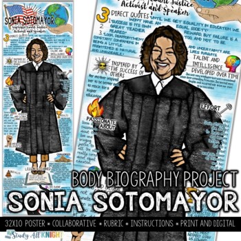 Preview of Sonia Sotomayor, Hispanic Heritage Month, Body Biography Project