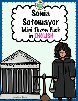 Preview of Sonia Sotomayor Mini book & Theme Pack in ENGLISH