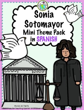 Preview of Sonia Sotomayor Mini book & Theme Pack in SPANISH