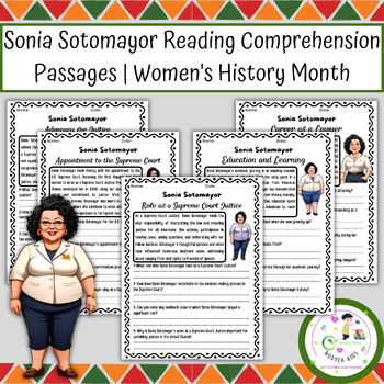 Preview of Sonia Sotomayor Reading Comprehension Passages | Women's History Month