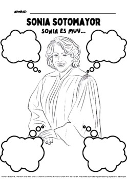 Preview of Sonia Sotomayor Spanish Adjective Worksheet