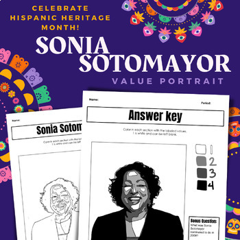 Preview of Sonia Sotomayor Value Portrait - Hispanic Heritage Month Activity - Sub Lesson