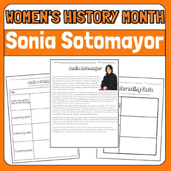 Preview of Sonia Sotomayor Womens History Month Biography Research Reading Passage