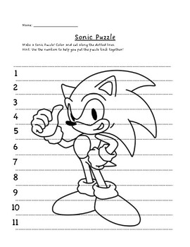 Preview of Sonic Cut-Out Puzzle