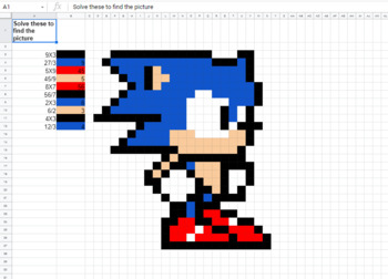 Preview of Sonic Inspired Math Mystery Pixel Art