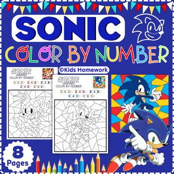 Preview of Sonic Math Color by Number for Kids - Fun Printable Math Coloring Activities!