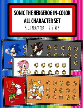 Preview of Sonic the Hedgehog IN-COLOR 5 CHARACTER Behavior Chart SET Knuckles Tails Shadow