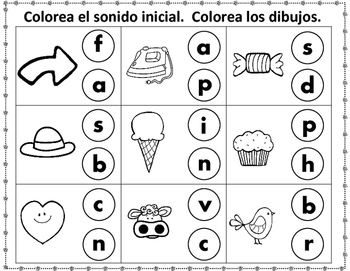 Sonido Inicial Worksheets: Dollar Deal by Bilingual Teacher World