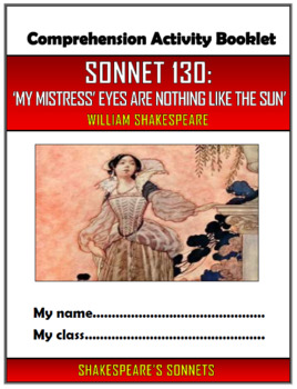 Preview of Sonnet 130: 'My Mistress' Eyes are Nothing Like the Sun' Comprehension Booklet!