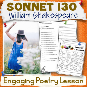 Preview of Valentine's Day Poem Lesson - Sonnet 130 by William Shakespeare Poetry Reading