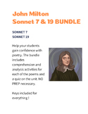 Sonnet 7 & 19, John Milton Poetry BUNDLE (Key included)