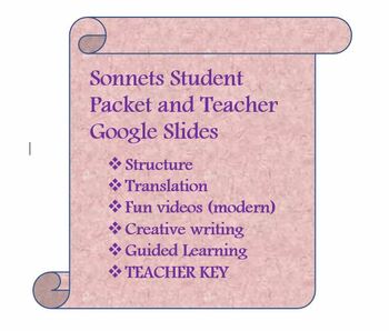 Preview of Sonnet Student Packet and Teacher Google Slides BUNDLE w/ KEY