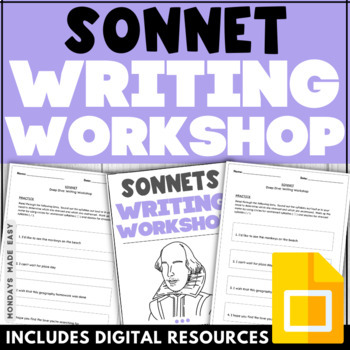 Preview of Sonnet Writing Lesson - Shakespearean and Petrarchan Sonnet Templates and Rubric