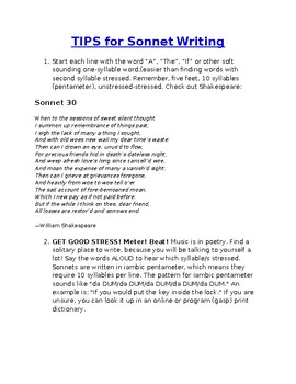 Preview of Sonnet Writing Lesson and Evaluation Made Easy