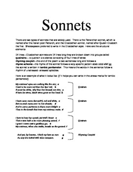 Preview of Sonnets Graphic Organizer