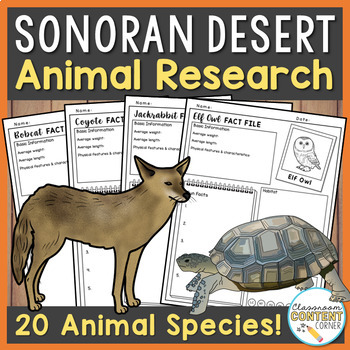 Sonoran Desert: Animal Research Fact File Template + Digital Google Slides