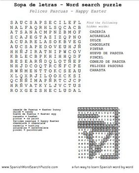Sopa de Letras - Word Search Puzzle - Happy Easter by onlinefreespanish