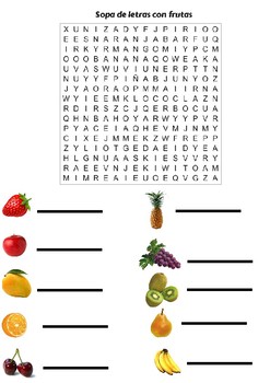 Sopa de letras con frutas / Word Search with fruits by Spanish for Everyday